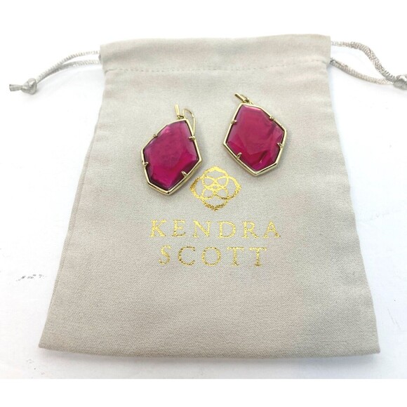 Kendra Scott Gold Dunn Drop Berry Illusion Earrings Red - Picture 11 of 13